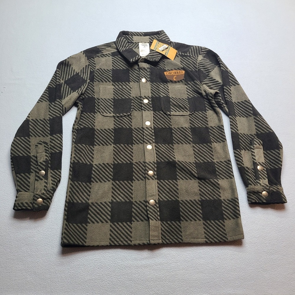 Rivalry Threads Fleece Shirt Mens Small Green New Cincinnati Bearcats Plaid